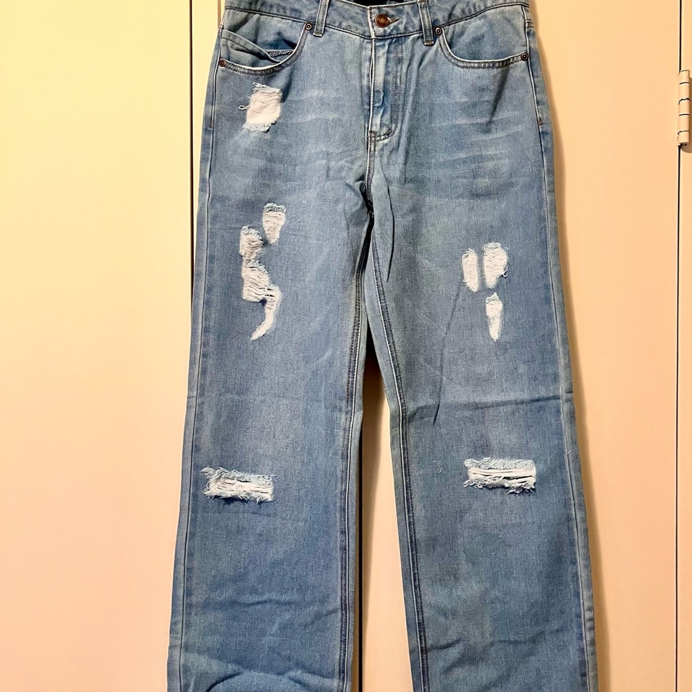 Men's Distressed Blue Jeans
